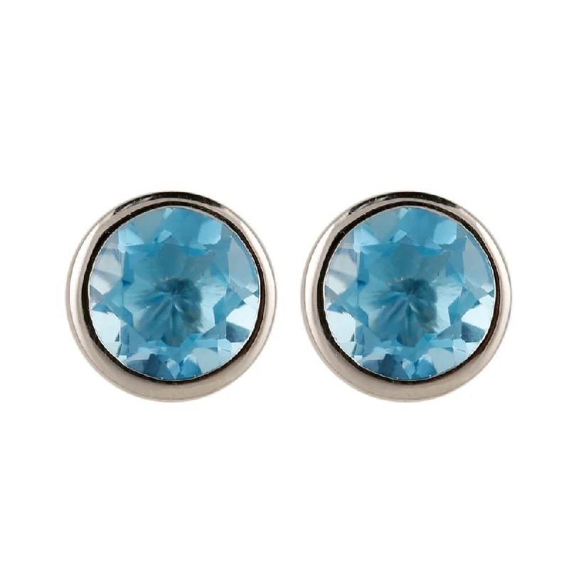 Rhodium over Sterling Silver Stud Earrings in Topaz