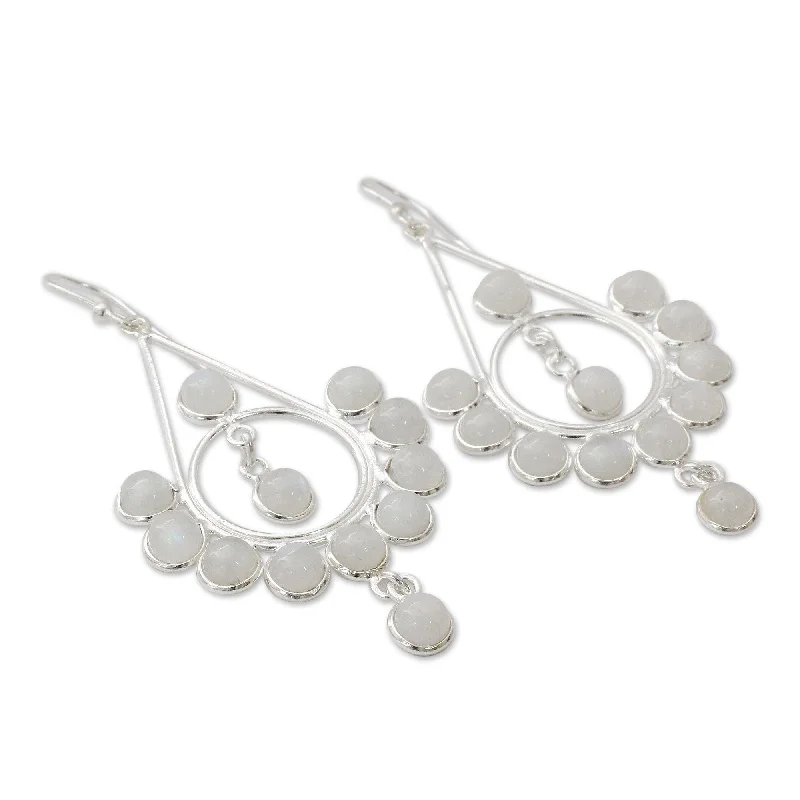 Handmade Sterling Silver 'Circles' Moonstone Earrings (India)