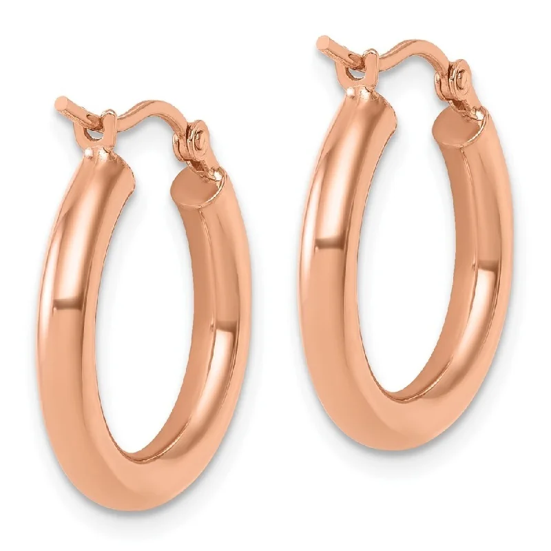 Diamond2Deal 10K Rose Gold Polished Hoop Earrings (L-21.25mm, W-16mm)