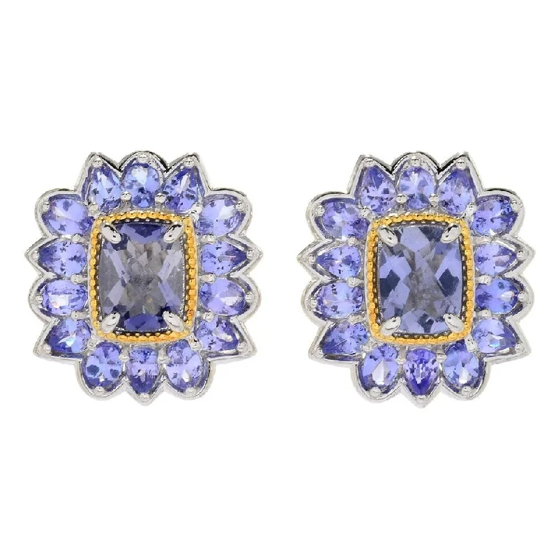 6.92ctw Iolite & Tanzanite Stud Earrings