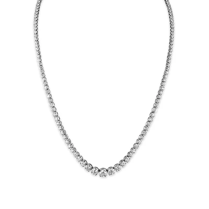 Signature EcoLove 10 CTW Lab Grown Diamond 18-inch Tennis Graduated Necklace in 14KT White Gold