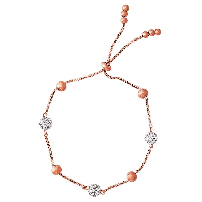 Crystal Station Bracelet in Rose Stainless Steel