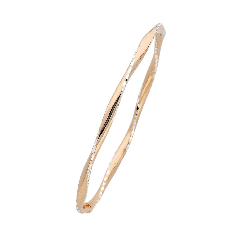 9ct Rose Gold Silver Infused Two Tone Twist Bangle