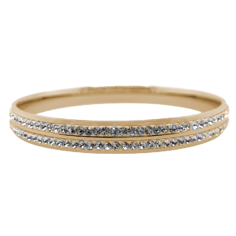 Yellow Stainless Steel Pave Crystal Bangle