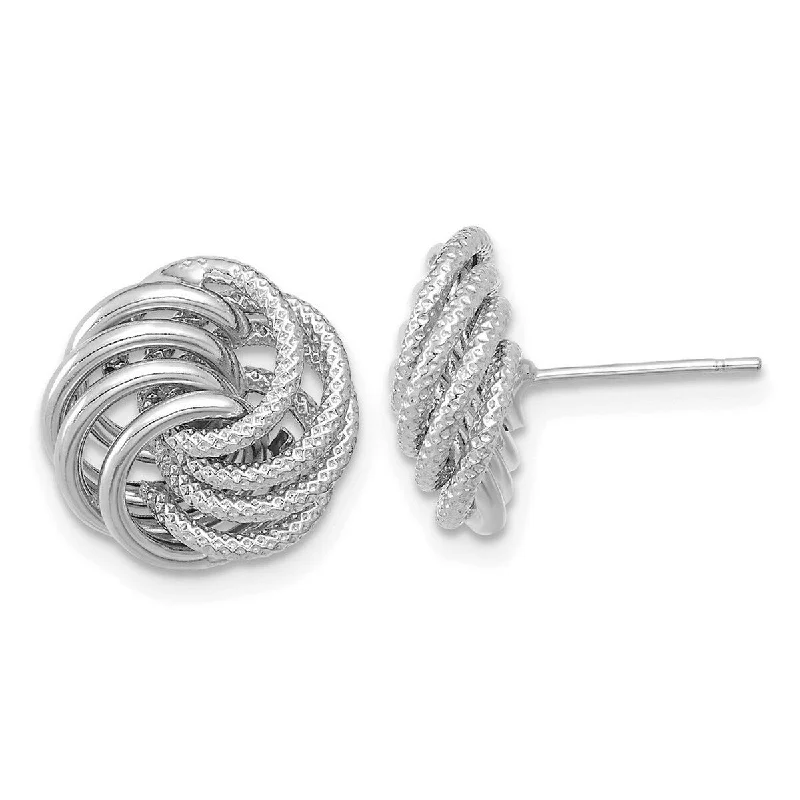 Curata 14k Yellow or White Gold 13mm Polished Textured Fancy Swirl Post Earrings