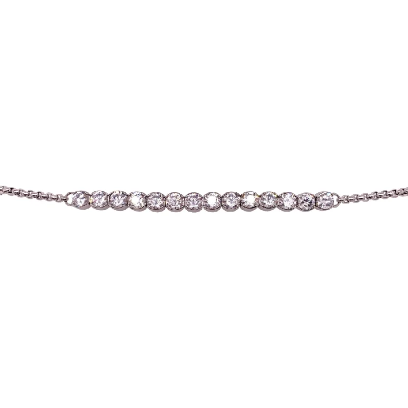 Stainless Steel Crystal Bolo Bracelet