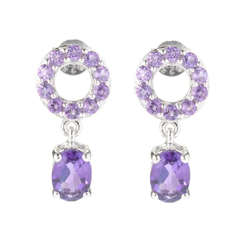 Sterling Silver 2Ctw African Amethyst Drop & Dangle Earrings