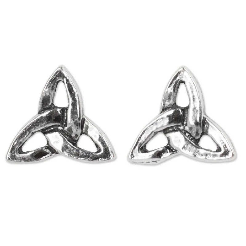 NOVICA Handmade Sterling Silver Celtic Trinity Earrings (Thailand) - 0.3*0.3