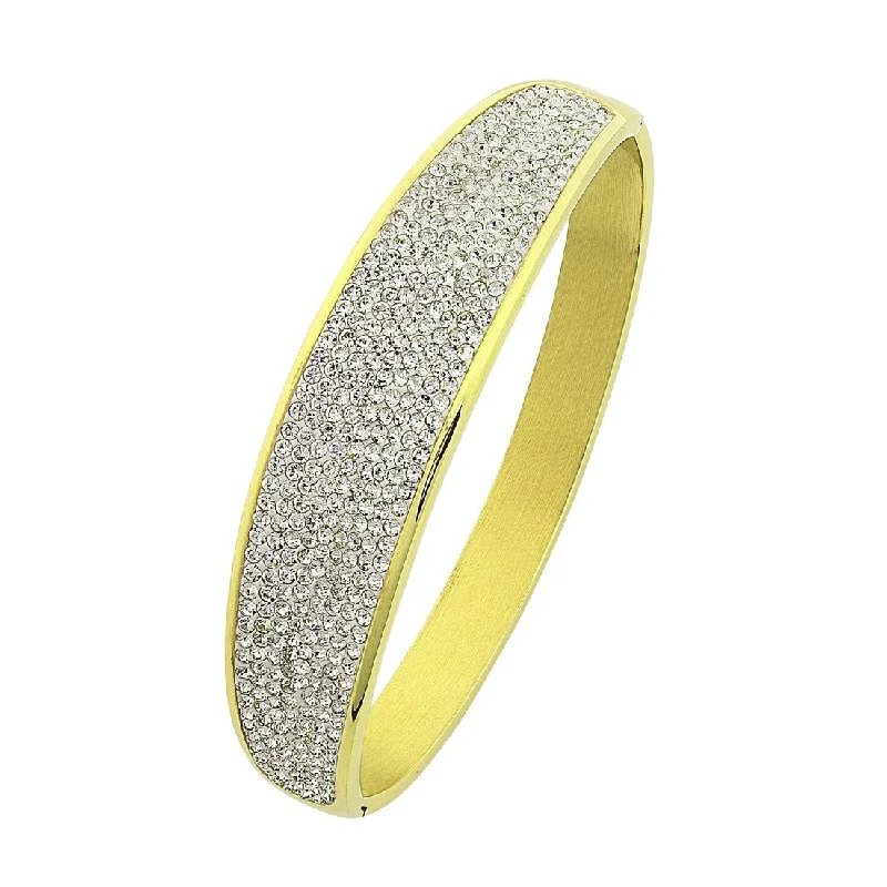 Yellow Stainless Steel Pave Bangle