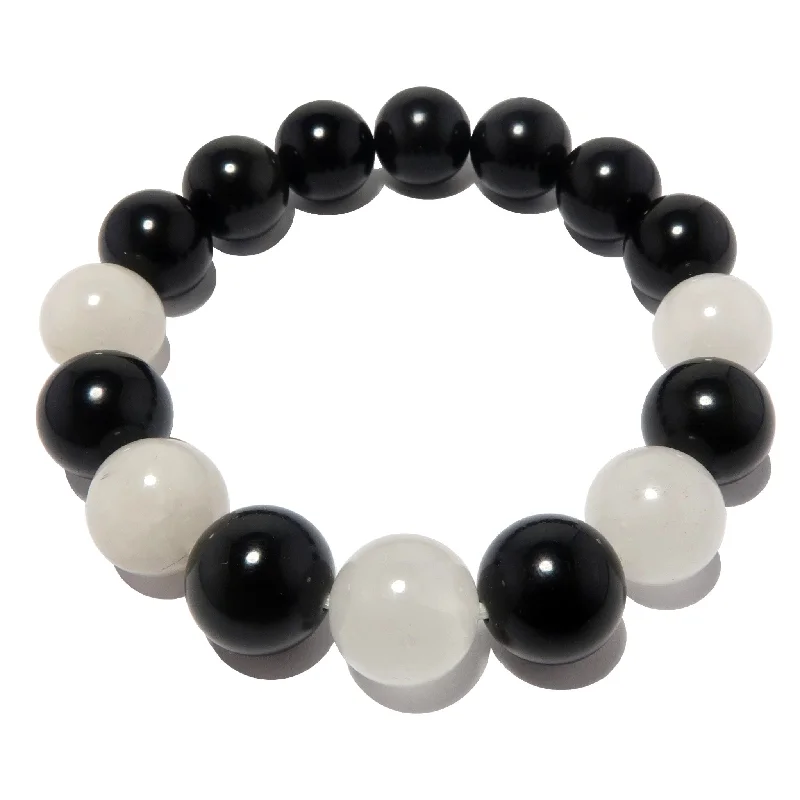 Black Obsidian Bracelet Snow Quartz Guardian