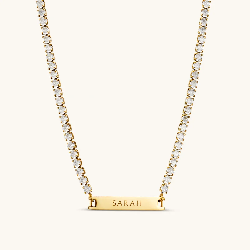 Engraved Tennis Necklace Gold