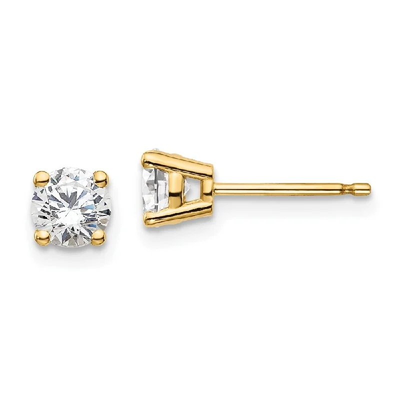 14k Yellow Gold Near Colorless Lab Grown Diamond Stud Earrings (3/4 cttw, Clarity- SI1-SI2, Color-D-E)