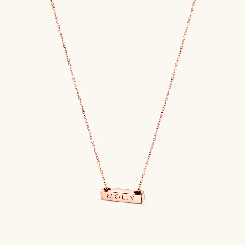 2cm Letter Bar Necklace in Rose Gold Horizontal