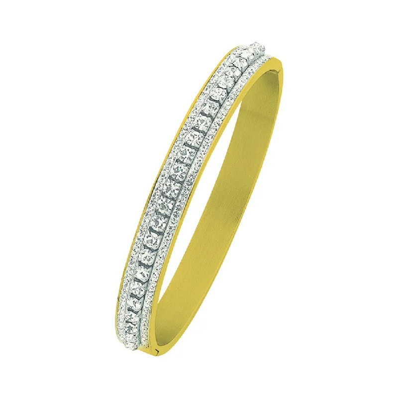 Stainless Steel Yellow Crystal Pave Bangle