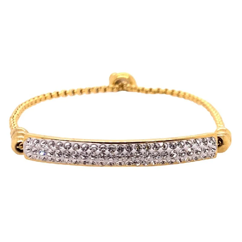 Children's Gold Stainless Steel Pave Crystal ID Bracelet