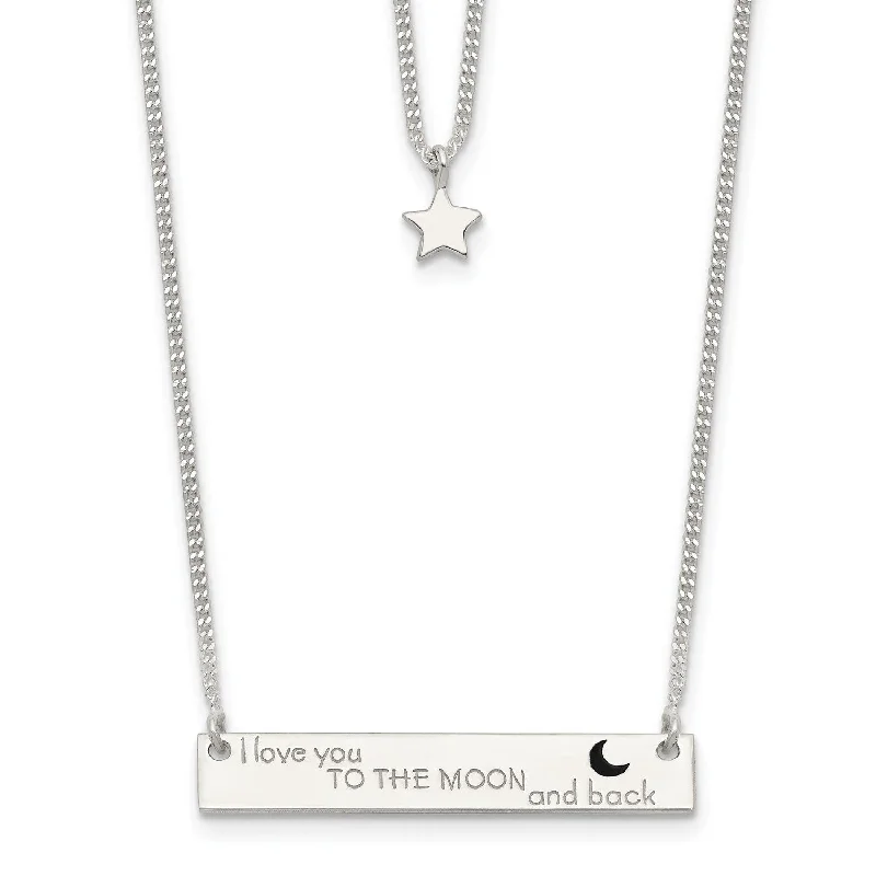 Sterling Silver 16-inch I Love You To The Moon And Back Layered Necklace