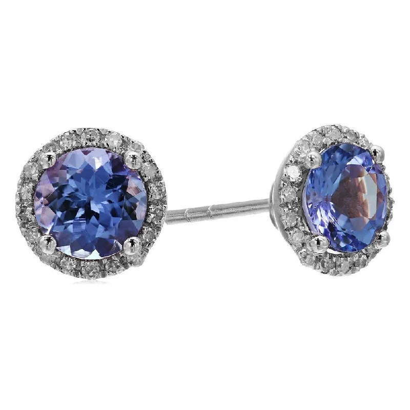 10KT Gold Tanzanite and Diamond Stud Earrings