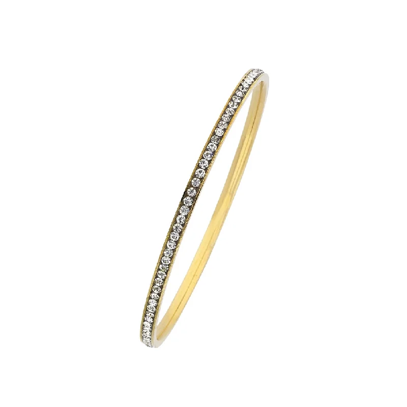 Yellow Stainless Steel 3mm Crystal Channel Bangle