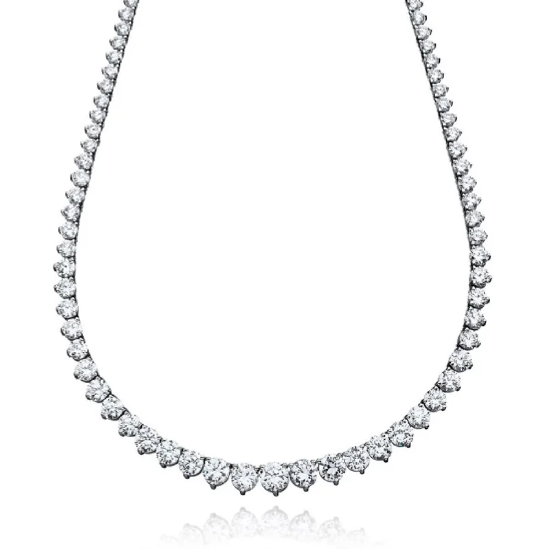 Crislu Platinum Plated Sterling Silver Round Cubic Zirconia 16-inch Tennis Necklace