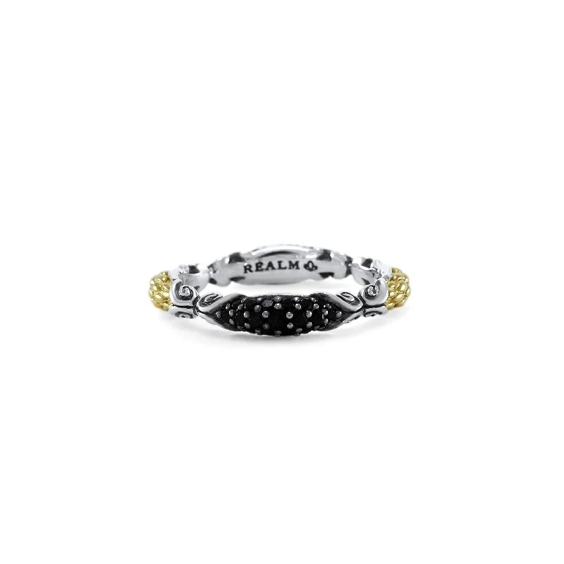 Mosaic Pavé Stack Ring 3.25mm - Two Tone + CZ Noir