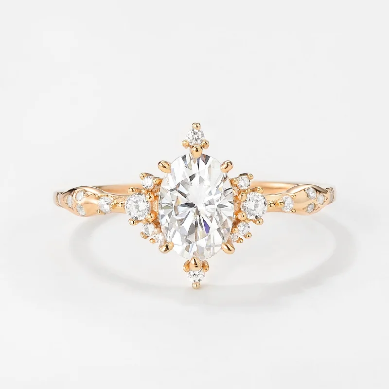 Moissanite Yellow Gold Stacking Vintage Engagement Ring