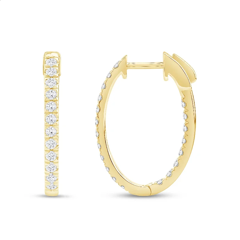 Lab Grown 1ct TDW Diamond Inside Out Hoop Earrings in 14k Gold for Women