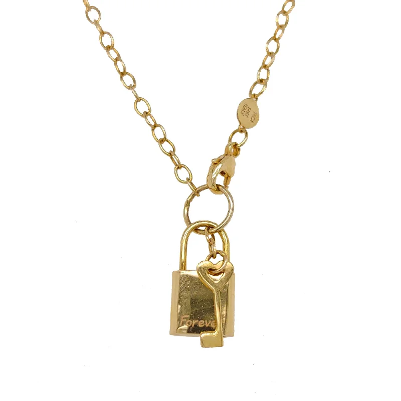 14KT Yellow Gold 18-inch Lock and Key Necklace