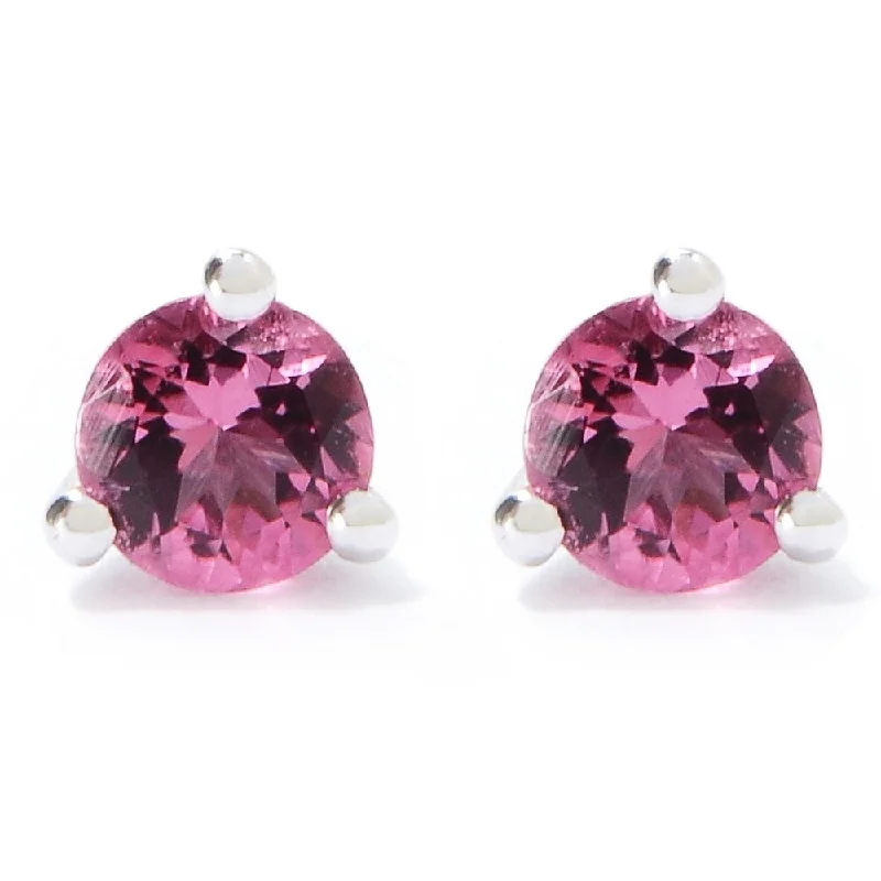 Sterling Silver 0.68Ctw Pink Topaz Stud Earrings 0.60"L