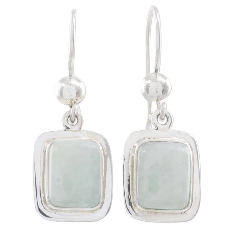 Handmade Sterling Silver 'Maya Mint' Jade Earrings (Guatemala) - Mint