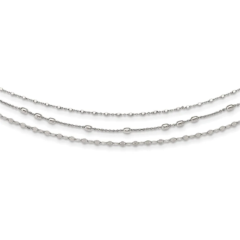 Sterling Silver 17.5-inch Multi-Layer Beaded Necklace