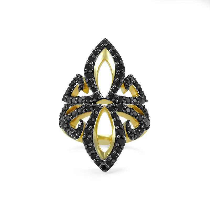 Gala Pavé Ring - 18K Gold Vermeil + CZ Noir