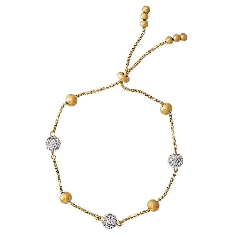 Crystal Station Bracelet in Yellow Stainless Steel