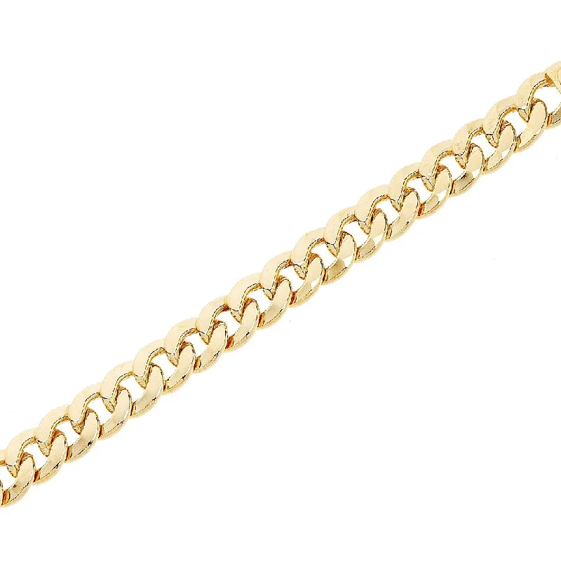 9ct Yellow Gold Silver Infused Round Curb Bracelet 21cm