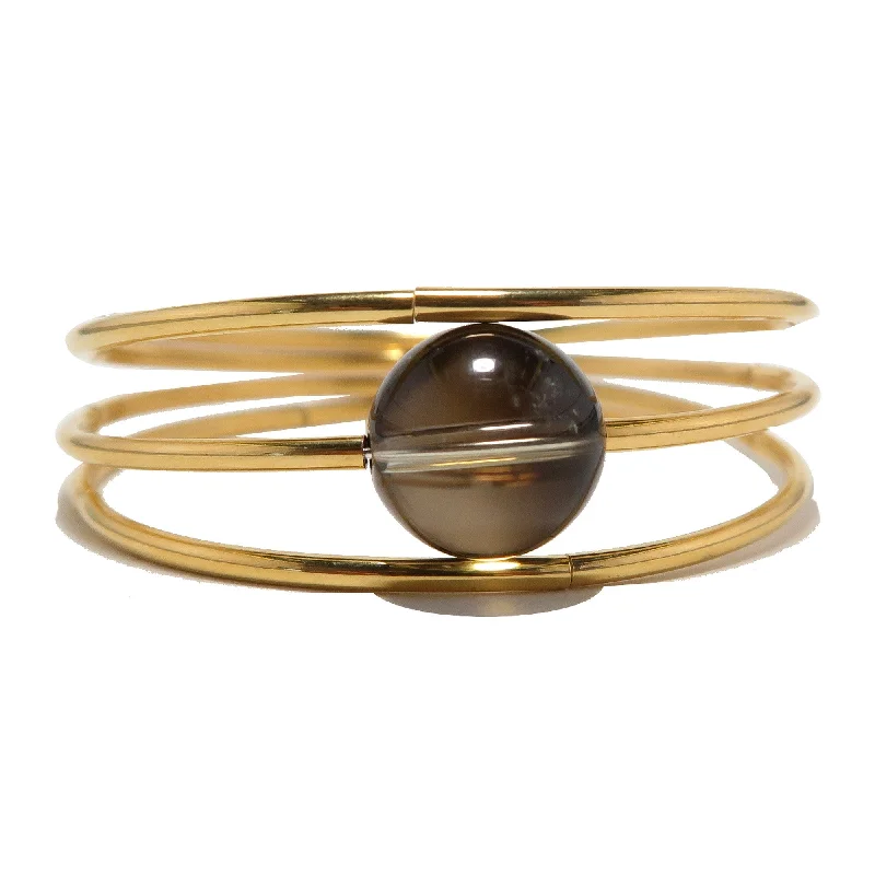 Smoky Quartz Bracelet Elegant Eye Memory Wire Coil