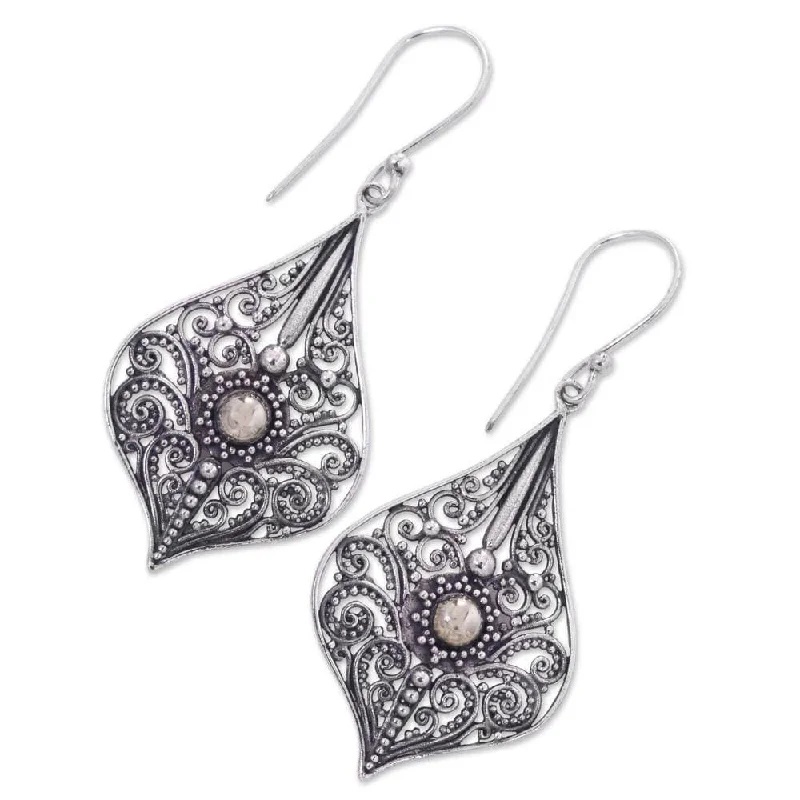 Gold Accent Sterling Silver 'Vintage Lace' Earrings - 2.3*1