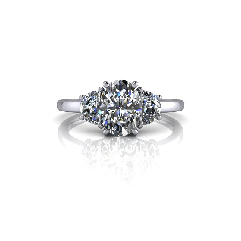 Oval and Half Moon Moissanite Ring 1.96 ctw