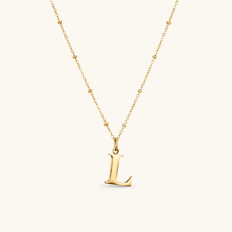 L Initial Pendant Necklace In Gold